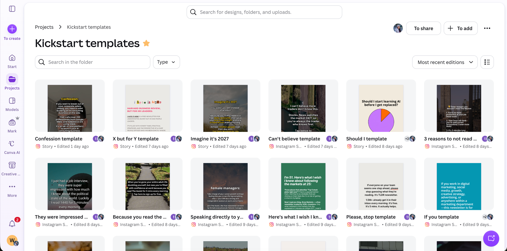 Every master designed once in Canva, fonts and layouts locked. The skills duplicate from here; the originals never get touched.